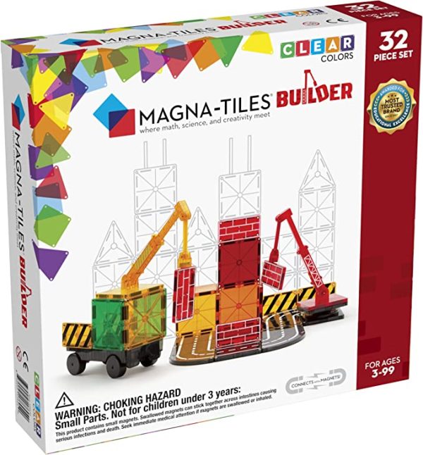 Magna-Tiles Builder Set, The Original Magnetic Building Tiles for Creative Open-Ended Play, Educational Toys for Children Ages 3 Years + (32 Pieces)