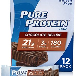 Pure Protein Bars, High Protein, Nutritious Snacks to Support Energy, Low Sugar, Gluten Free, Chocolate Deluxe, 1.76 oz., 12 Count (Packaging may vary)