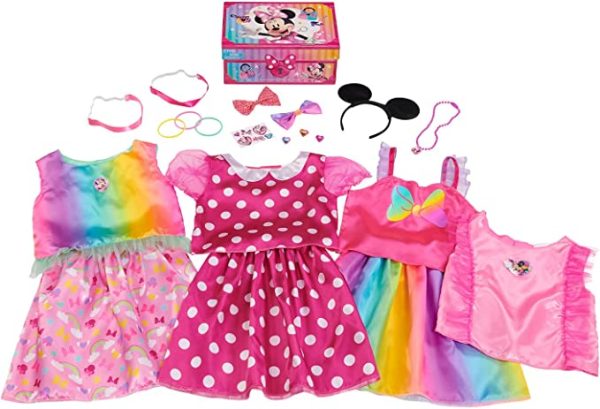Disney Junior Minnie Mouse Bowdazzling Dress-Up and Pretend Play Trunk, Fits Sizes 4-6X, Kids Toys for Ages 3 Up,