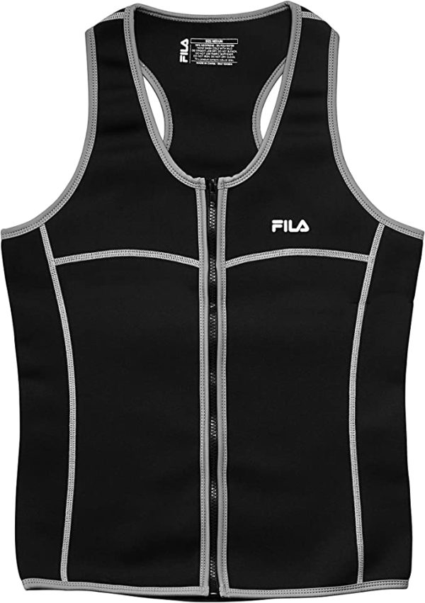 FILA Accessories Women's Sauna Vest - Neoprene Sweat Suit Zipper Tank Top Hot Slimming Body Shaper Waist Trainer