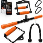 SQUATZ Triceps Pull Down - Cable Attachment Set Accessories for Home Gym, LAT Pulldown Attachment Weight Fitness, Double and Single D Attachment