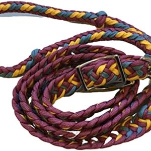 Epic Animal Barrel Reins Braided 8 ft. with 2 NP Scissor Snaps Palm/Gold Yellow