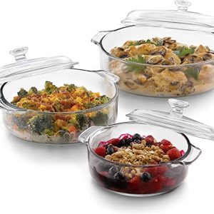 Libbey Baker's Basics 3-Piece Glass Casserole Baking Dish Set with Glass Covers