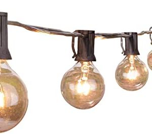 Outdoor String Lights 25 Feet G40 Globe Patio Lights with 27 Edison Glass Bulbs(2 Spare), Waterproof Connectable Hanging Light for Backyard Porch Balcony Party Decor, E12 Socket Base,Black