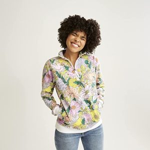Vera Bradley Women's French Terry Quarter-Zip Sweatshirt with Pockets (Extended Size Range)